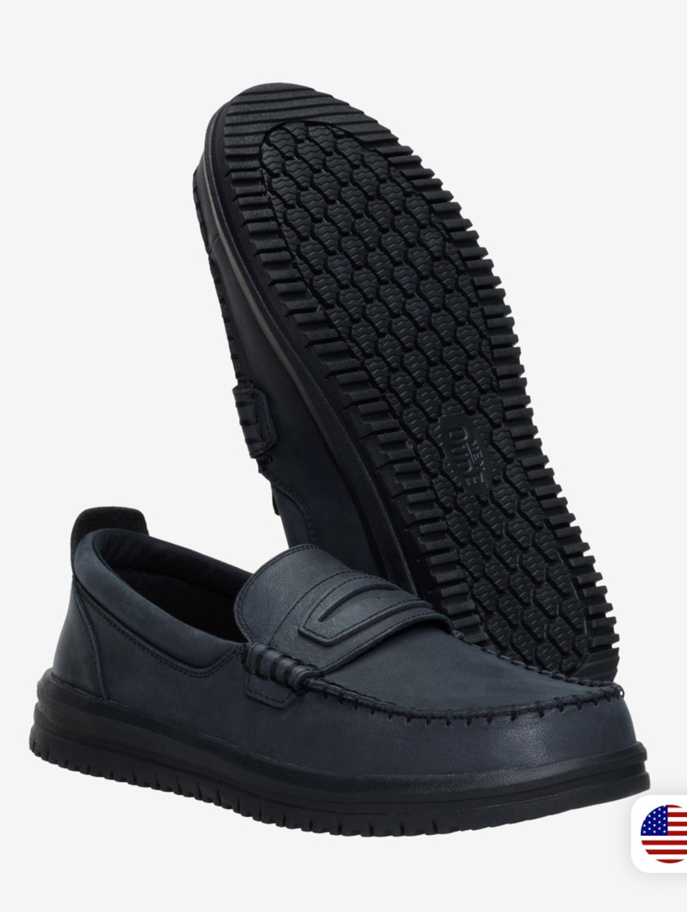 Hey dude Men's Black Slip-On Casual Moc Toe Loafer! New! 12